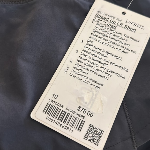 Lululemon Speed Up LR Lined Short 2.5" size 10 NWT Diamond Dye Graphite Grey - Picture 4 of 6